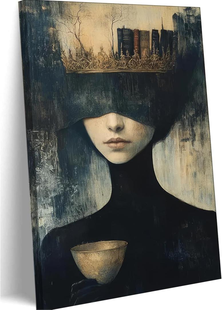 Gothic Canvas Wall Art Dark Academy Painting Picture Wall Decor Victorian Woman Poster Print Artwork for Bathroom Living Room Gallery Library Corner Bedroom Home Decoration, 24"Lx 16"W