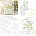 100 Pcs Pre Folded Floral Vellum Jackets for 5x7 Invitations, Wedding Translucent Vellum Paper with Ribbon, Envelope Liners for Wedding Bridal Baby Shower Birthday Mother Event(Sage Green)