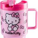 Get Trend Hello Kitty Sanrio Kids Water Bottle with Straw 16.9 oz BPA Free Leakproof Plastic Cup with Lid Handle Kawaii Tumbler Gifts for Kids (Pink Hello Kitty)
