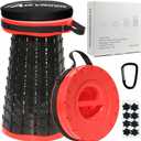 ALEVMOOM 2025 Upgraded XXL Collapsible Stool with Cushion 19.7",1000lbs Max Weight,Wider & Taller Pop Up Seat, Heavy Duty Portable Retractable Folding Stool for Camping & Outdoors (Red)