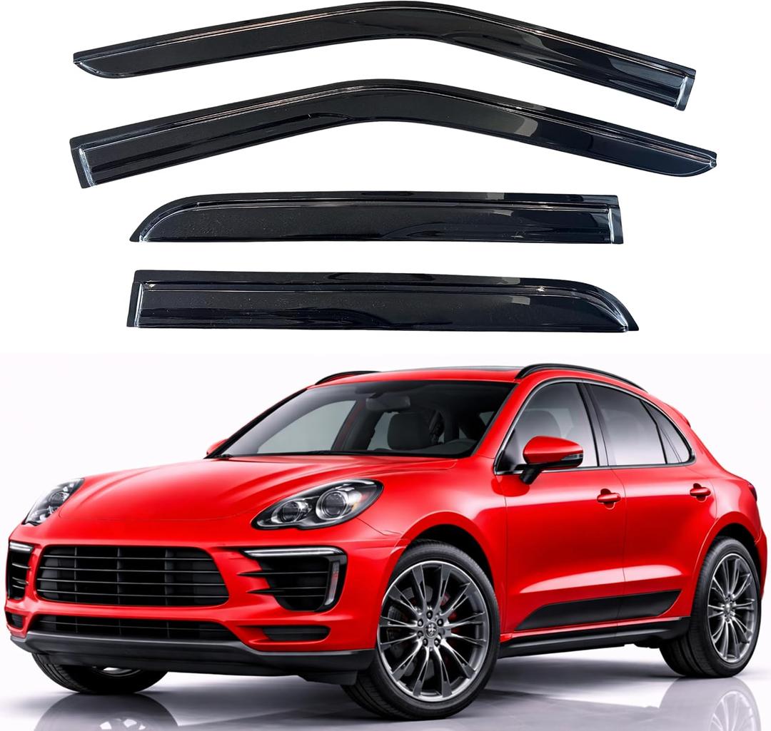 KPY Rain Guards Fit for 2015-2021 Porsche Macan, Out-Channel Window Visors Vent Wind Deflectors 4PC, Car Accessories for 15-21 Macan