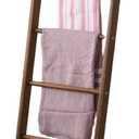 Solid Pine Wood Blanket Ladder for Living Room Bathroom Organizer Shelves, 7-Tier 5-Tier Freestanding Shelf, Freestanding Towel Rack Extra Storage, Wall-Leaning (Walnut, Large)