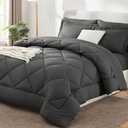 CozyLux King Bed in a Bag 7-Piece Comforter Set with Comforter, Pillow Shams, Flat Sheet, Fitted Sheet and Pillowcases - Dark Grey All Season Bedding