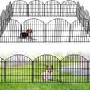 FOREHOGAR Metal Garden Fence 28in (H) x 37.3ft (L), 16 Panels + 17 Stakes Dog Fences Border Fence Animal Barrier, No Dig Garden Fencing for Yard Flower Bed Patio Outdoor, CTW2816 Black