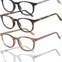 Reading Glasses for Women Men Square Oval Readers with Spring Hinge Anti UV Glare (Black/Grey,demi Brown,brown,transparent)