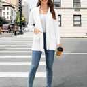 Open Front Cardigan for Women Long Sleeve Work Dressy Casual Loose Knit Ladies Cardigans with Pockets 2025 Fall (White, M)