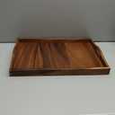 Large Acacia Wooden Serving Tray with Handles 20 x 14 inch Decorative Coffee Table Ottoman Tray for Living Room Extra Large for Kitchen Dinner Food Bar Breakfast in Bed (Color Natural)