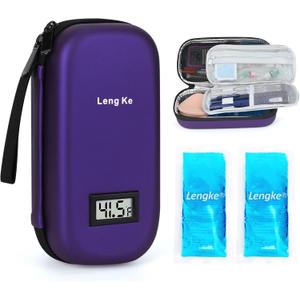 YOUSHARES Insulin Cooler Travel Case with 2 TSA Approved Ice Packs, Diabetic Medication Cooling Bag with Temperature Display, Refrigerated Insulated Storage Kit for Insulin Pen and Diabetes Supplies