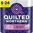 Pack of 2 Quilted Northern Ultra Plush Toilet Paper, 6 Mega Rolls = 24 Regular Rolls, 3X Thicker*, 3 Ply Soft Toilet Tissue