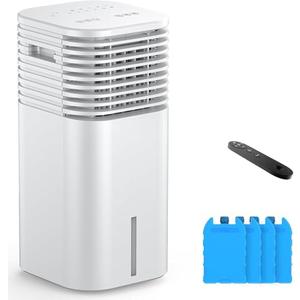 FLOWBREEZE 24" Windowless Portable Air Conditioner, 15H Timer&120°Oscillation, 3-IN-1 Portable AC Unit with Remote, 2Gal Tank, 3 Modes & Speeds, Ultra-Quiet Ventless Swamp Cooler for HomeOffice, Milk