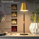 Timjorman 2-Pack Cordless Table Lamps - 5000mAh Rechargeable Battery Operated Desk Lamp, 3-Level Dimmable LED Night Light for Bedroom, Dining, Restaurant - Metal Design(Gold&Black 2-Pack)