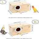 PINVNBY Parakeet Nesting Box Bird House Wood Breeding Box Parrots Mating Box for Lovebirds,Cockatoo,Budgie, Finch,Canary and Medium-Sized Birds(L)