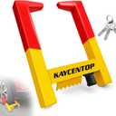 KAYCENTOP Universal Weel Lock Clamp, Wheel Chock Lock, Tire Lock Anti Theft Wheel Lock, Great Deterrent Bright Color, for Trailers SUV Boats Atvs Motorcycles Golf Cart, 3 Keys (Red-Yellow)