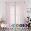 OWEINE Sheer Curtains 90 Inches Long 2 Panels Set, Light Filtering Fimly Voile Solid Blush Window Curtain Panels for Living Room Bedroom, Soft Voile Sheer Curtains & Drapes, Total 84 Inches Width