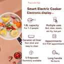 Drizzle Electric Hot Pot Cooker Steamer 1.8L Multifunctional Nonstick Pan Dormitory Office Portable Ramen Cooker Steamer Boil Dry Protection Suitable For Noodles Steak Cooker Eggs StirFrying