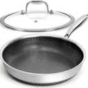 Soday 12 inches Frying Pan Nonstick Deep Saut Pan and Lid, Non Stick Stainless Steel Pan Dishwasher and Oven-Safe, Compatible with All Cooktops