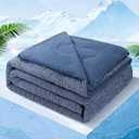 Syalife Cooling Comforter Queen Size, Summer Comforter with Arc-Chill Cooling Fiber, Cold Sleeping Summer Blanket for Night Sweats Hot Sleeper (90" x 90", Navy Blue)