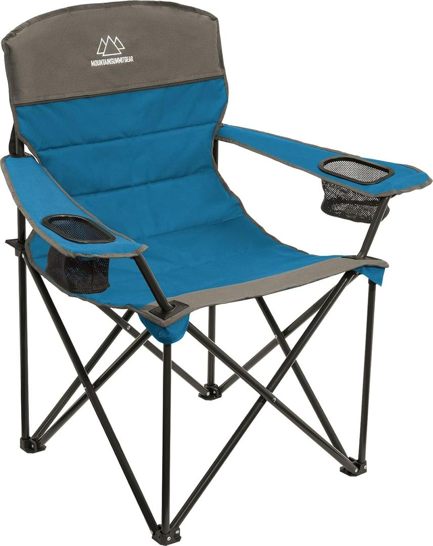 MOUNTAIN SUMMIT GEAR Quilted Standard Camping Chair with Padded Seat and Back for Camping/Hiking/Backpacking Made by Caddis Sports Inc. (Standard Chair (Blue))