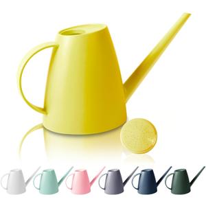 Watering Can for Indoor Outdoor Plants, Modern Small Watering Cans with Removable Nozzle, Long Spout Watering Can for Indoor Bonsai Plants Garden Flowers 1/2 Gallon 1.8L 60OZ (Yellow)