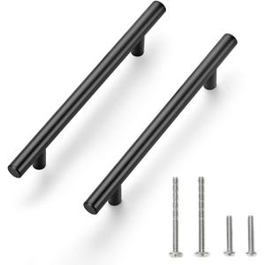 Ravinte 24 Pack 7.38" Cabinet Pulls Matte Black Stainless Steel Kitchen Cupboard Handles Cabinet Handles 7.38" Length, 5" Hole Center