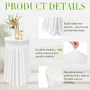 4 x Tegeme 4 Packs Round Spandex Cocktail Tablecloths with Skirt 32 x 43 Inch Cocktail Round Table Cover Spandex Stretch Square Tablecloth Skirt for Table Bar Wedding Party Banquet (White)