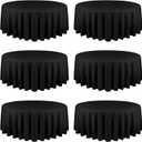 YMHPRIDE 6 Pack Black Tablecloths - 120 Inch Polyester Round Table Covers, Washable Fabric for Wedding, Party, Dining, Banquet (120 inch Round)