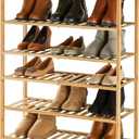6-Tier Bamboo Shoe Rack for Entryway, Stackable | Heavy Duty | Multi-Function, Free Standing Shoe Racks for Bedroom Hallway Closet (Natural)