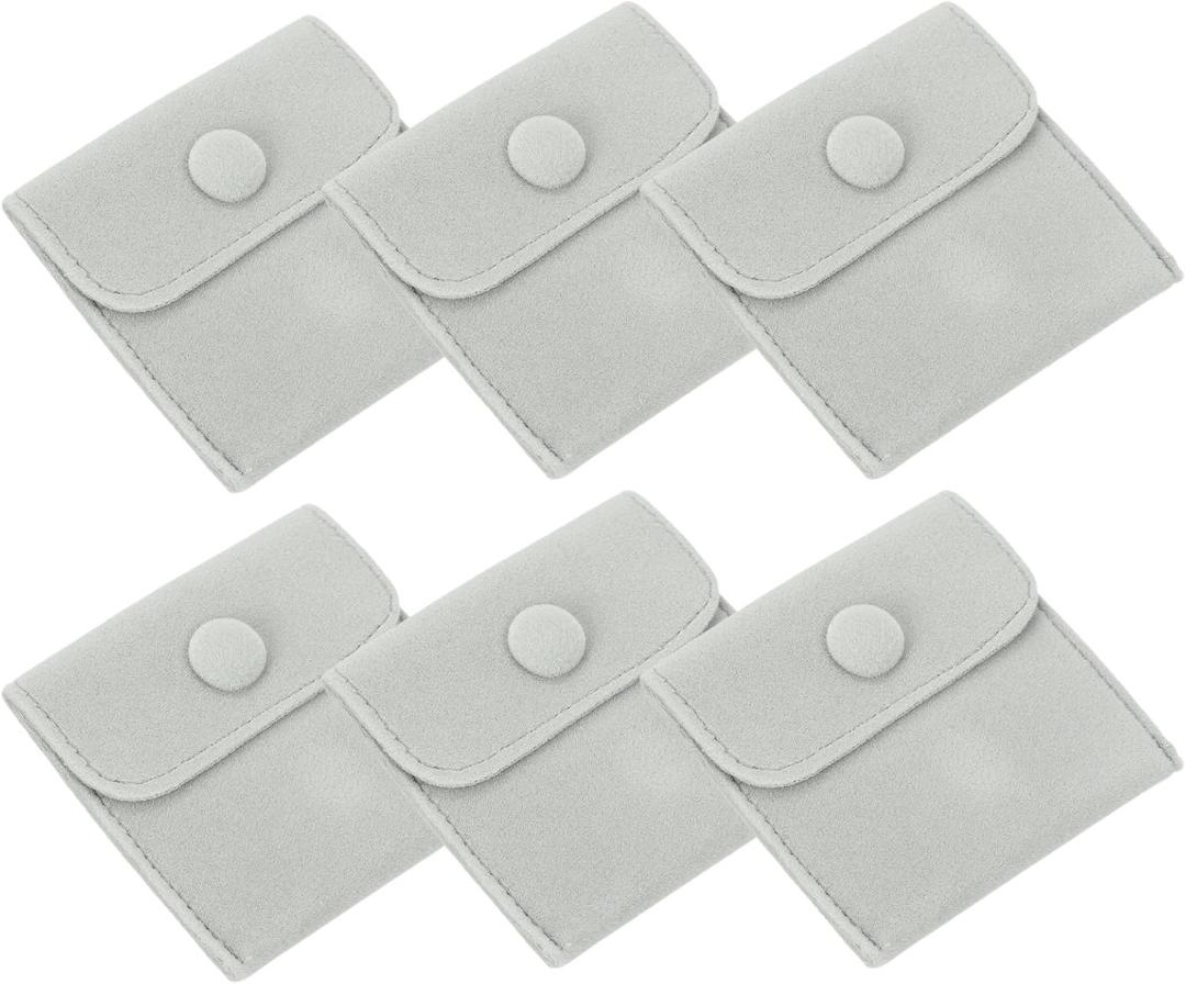 2 x PATIKIL 3x3 Inch Jewelry Pouch, 6 Pack Velvet Pouches Snap Button Jewelry Storage Bags Present Pouch for Earrings Bracelets Necklaces Rings Watch, Grey