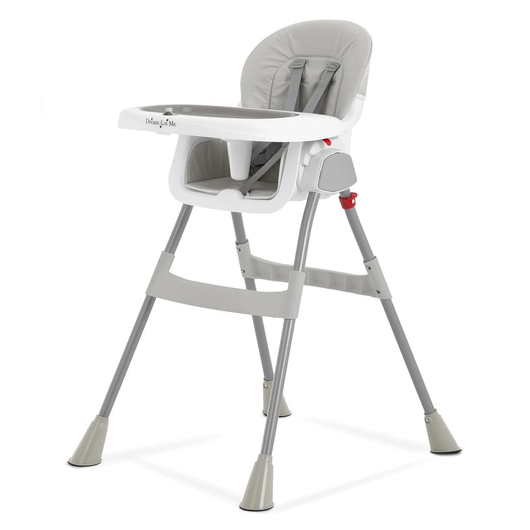 Dream On Me Portable 2-in-1 Tabletalk High Chair, Convertible Compact High Chair, Light Weight Portable Highchair, Grey (Gray)