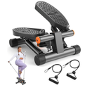 Niceday Steppers for Exercise, Mini Stair Stepper with Resistance Bands at Home Workout Equipment with 300LBS Loading Capacity, Hydraulic Fitness Stepper with LCD Monitor