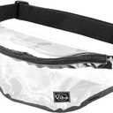 Vibe Festival Gear Fanny Pack for Men Women - Many Prints - Black Holographic Silver Gold Cute Waist Bag for Festival Rave Hiking Running Cycling (Fits Most, Transparent)
