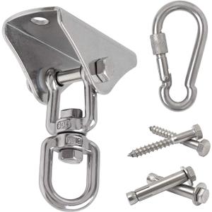 Hammock Hanging Chair Hardware kit, 1000LB Capacity Heavy Duty 360Rotate Swing Antirust Stainless Steel 304S Safety Lock Carabiner Hooks for Swing Set,Chair,Yoga,Multiple Indoor Outdoor Gym,Sandbag