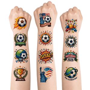 Soccer Temporary Tattoos Party Favors, Waterproof Football Tattoo Stickers for Birthday Decorations, Team Gifts, Sports Goodie Bags, Easy No-Mess Party Fun 202680PC)