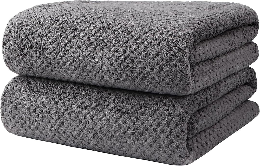 HOMEXCEL Bath Towels Pack of 2, (27 x 54 Inches) Microfiber Ultra Soft Highly Absorbent Bath Towel Set, Lightweight and Quick Drying Towels for Body, Sport, Yoga, SPA, Fitness, Grey