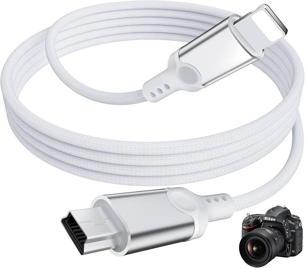 APAPATEK for Lightning to Mini USB OTG Cable for Camera Canon D and Nikon D Series. Import Photos, Videos for iPhone 14/13/12/11/XR, Nylon Braided 3.3ft - for Camera to Phone/Pad Only
