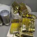 Goodluck 600 Pieces Gold Disposable Plates for 100 Guests, Plastic Plates for Party, Dinnerware Set of 100 Dinner and 100 Dessert Plates, 100 Spoons, 100 Forks, 100 Knives, 100 Cups