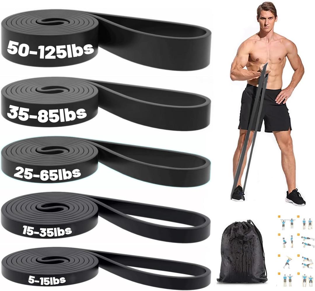 Resistance Bands, Pull Up Bands, Exercise Workout Bands for Working Out, Pull Up Assistance Bands Set for Men & Women, Body Stretching, Physical Therapy, Muscle Training (Black)