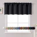 Chyhomenyc Black Valance for Window, Blackout Small Kitchen Curtain for Bedroom/Living Room, Rod Pocket Privacy Short Window Treatment Valance RV Bunk Panels, 60 Wx18 L