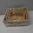 Small Wicker Basket for Organizing, Woven Storage Basket Set of 3 - Handwoven Natural Paper Rope Baskets to Declutter Any Room, Perfect for Organizing and Home Decor (Coffee)