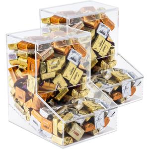 Inevibe Candy Dispenser - Bulk Acrylic Storage Holder with Two Lids for Countertop or Wall Mount - Store Chocolate, Treats, Sweets, and Snacks (2), Medium