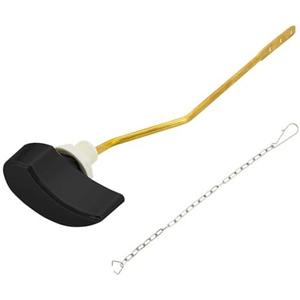 Lychee Light Toilet Cistern Side Flush Lever, Compatible with TOTO WC Flush Handle, Pure Copper Rod Body, Equipped with Hook-Style Chain for Toilet Flush Rod Replacement Part, 1 Piece (Matte Black)