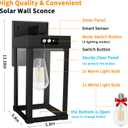 Solar Wall Lights Outdoor with 3 Lighting Modes & Motion Sensor, Solar Porch Light with 2 Bulbs, Waterproof Outdoor Wall Sconce Lantern Lamp Fixture for Garage Porch Shed Barn Yard Garden Front Door