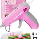4V Pink Cordless Hot Glue Gun Kit with 30 Multi-Color Glue Gun Sticks, Fast Preheating, USB-C Rechargeable with 2600mAh Built-in Battery, Less-Drip Hot Melt Glue Gun for DIY, Crafting, Art