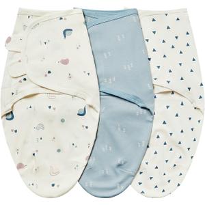 Insular Baby Swaddle Wrap, Swaddle Blanket for Newborn and Infant, Adjustable Swaddle Set for Boy and Girl, Soft Cotton Baby Sleep Sack 1 Pack (Small(0-3M), Snail&Hedgehog)