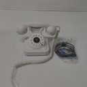 Retro Landline Phone 1960's Vintage Corded Dial Button Phone Classic Old Telephone Antique Phones with Redial Function for Home Office (White)