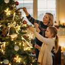 JMEXSUSS Christmas Window Lights Indoor, Christmas Lights Battery Operated with Suction Cup, Jingle Bell & Xmas Tree & Star Hanging Light for Window Wall Holiday Party Decorations