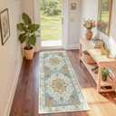 RELEANY Area Rugs 2'x6' Runner Rug Non Slip Washable for Kitchen Hallway Bedroom Beside Laundry Room Bathroom Rug, Floor Carpet, Light Yellow Carbon Grey Orange