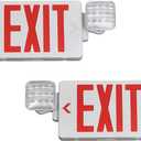 TANLUX Red Exit Sign With Emergency Lights, LED Light With Battery Backup, UL Listed, AC 120/277V, Commercial Combo for Business - 2 Pack (White Housing+Red Letter)