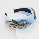 Yusier Baroque Rhinestone Crystal Headbands for Women Embroidered Hair Band Exquisite Hairband 5 Colors (Blue)