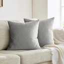 Pillow Covers 23"x23" Silver Grey Set of 2 Velvet Square Throw Pillow Covers Modern Decorative Pillows for Living Room Couch Luxury Big Pillow Cases